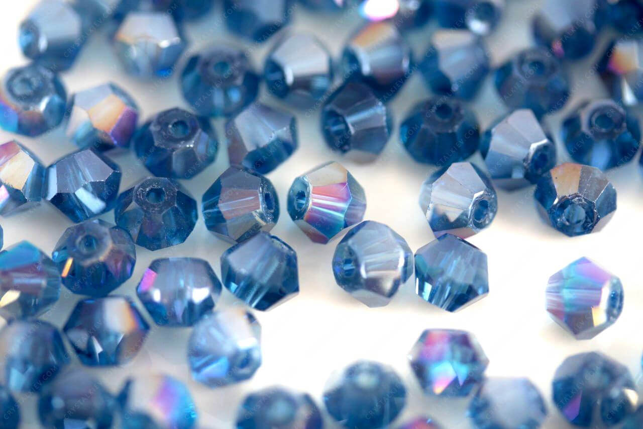 Намистина Біконус Dark Blue AB Lux